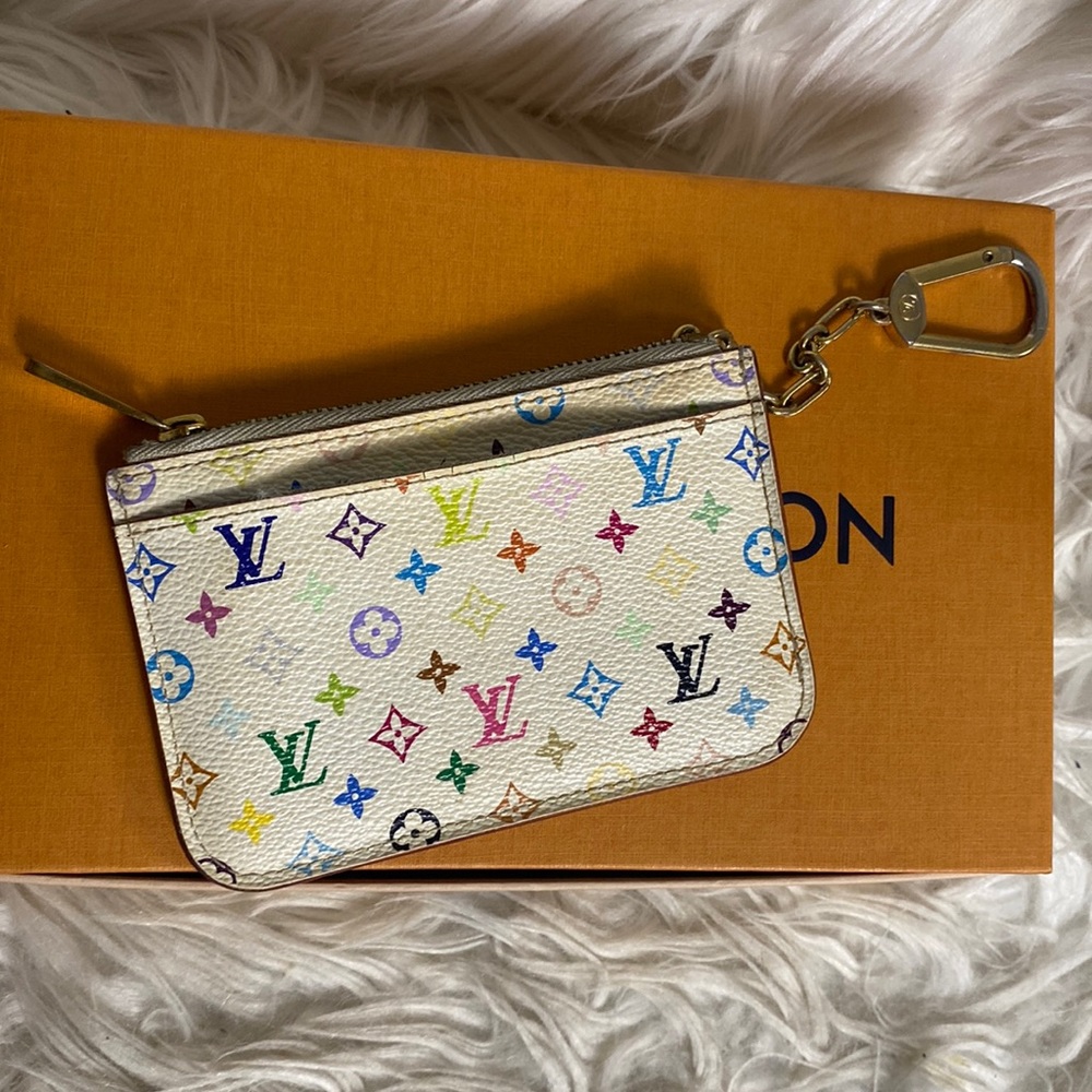 Louis Vuitton White Multicolor Pochette Cles Key Pouch